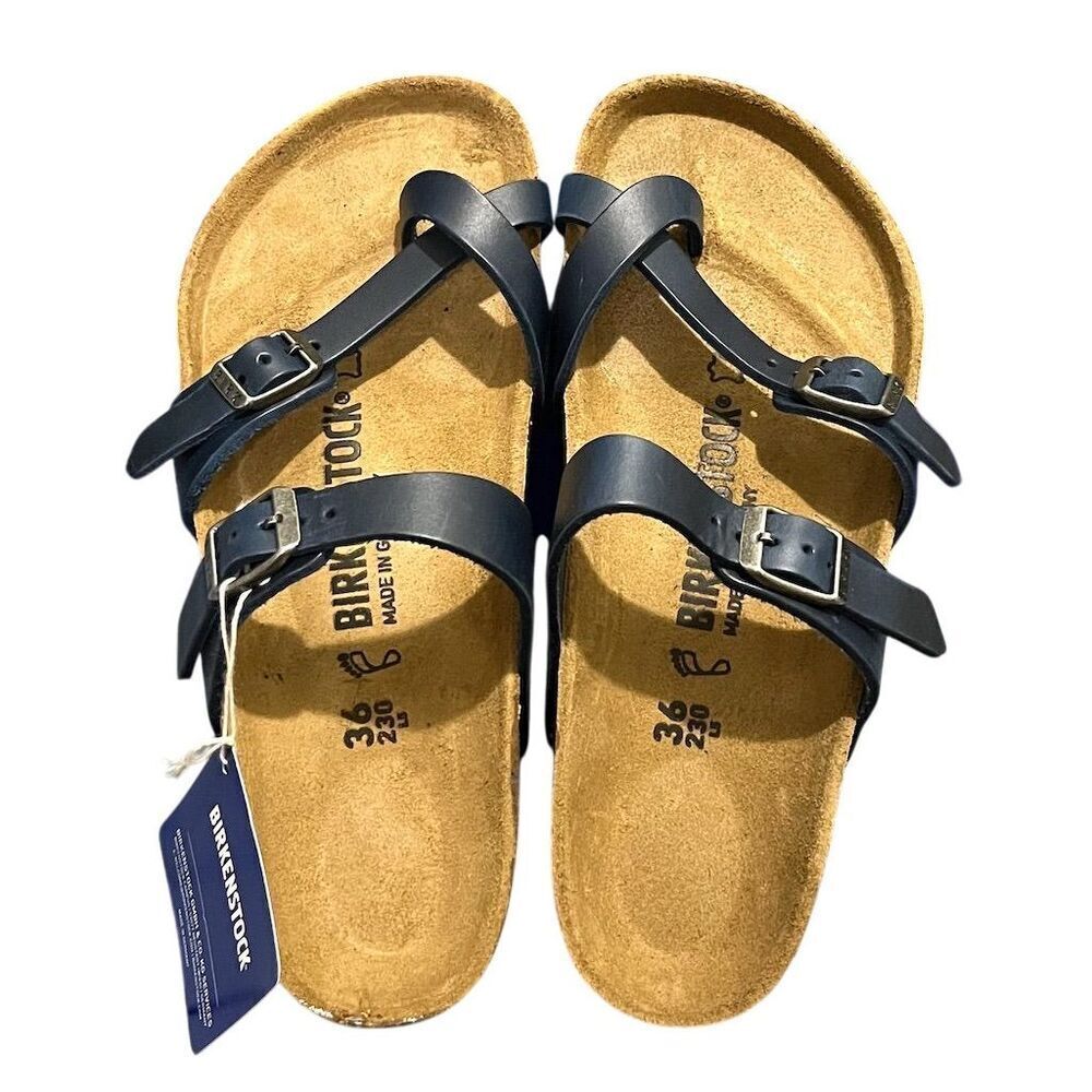 Birkenstock Mayari Women’s Leather Sandals Blue 5 Summer Beachy Sundress Comfy